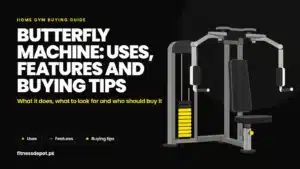 Butterfly machine for chest training with weight stack and padded arms
