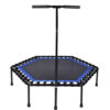 "Colorful kids' trampoline, designed for outdoor play. Features a sturdy steel frame, padded edges, and a durable jumping mat, perfect for safe and fun exercise for children."