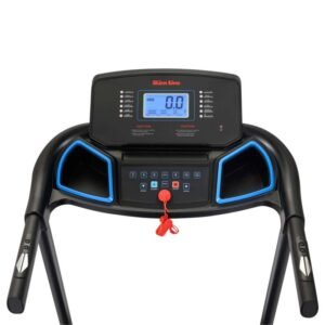 Slim Line treadmill control panel with digital display, numbered buttons, start/stop controls, and a safety key