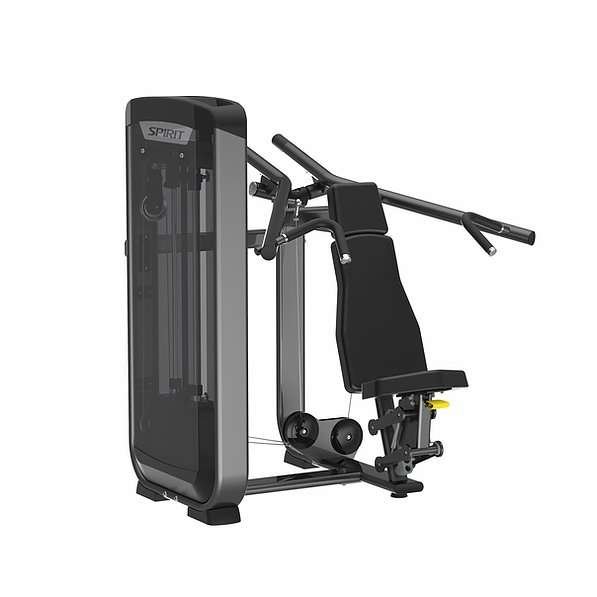SPIRIT leg extension machine with padded seat, adjustable leg pads, and weight stack.