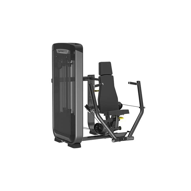SPIRIT leg extension machine with padded seat, adjustable leg pads, and weight stack.