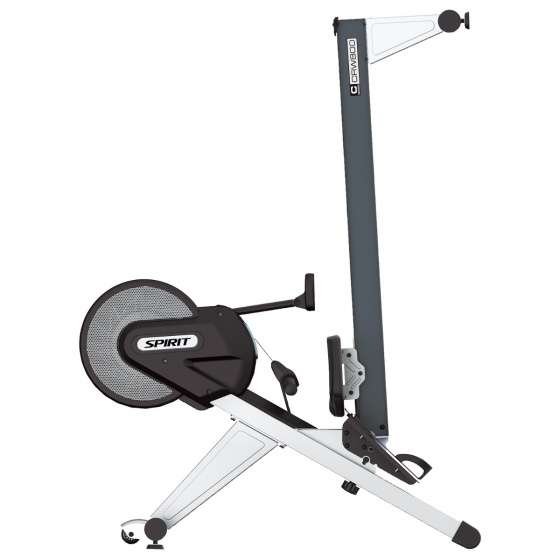 SPIRIT CRW800 rowing machine with sliding seat, footrests, and a large flywheel